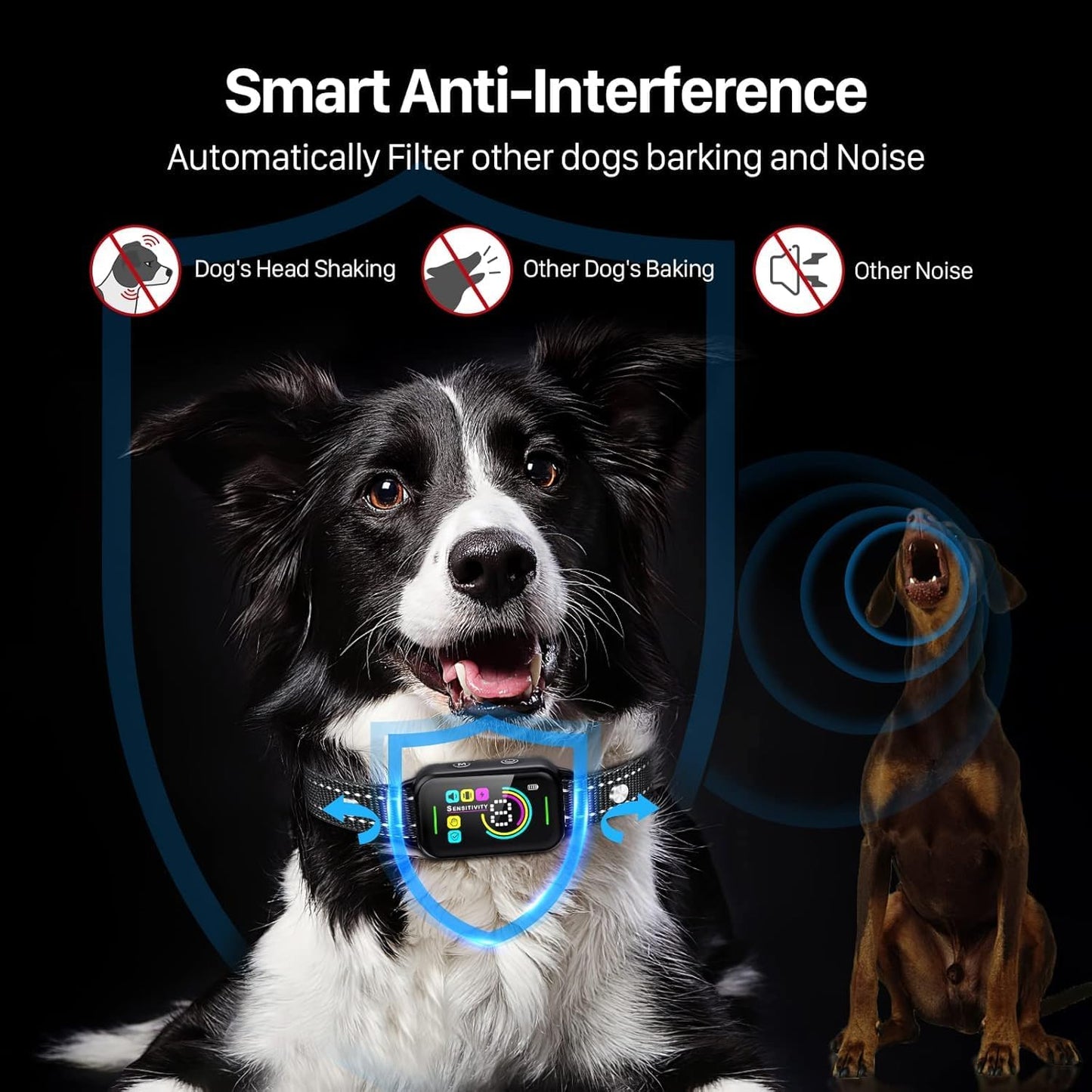 Dog Bark Collar, Bark Collar for Large Medium Small Dogs,Smart Bark Collar,Rechargeable anti Barking Training Collar with 8 Adjustable Sensitivity,Bark Shock Collar with Beep Vibration Shock