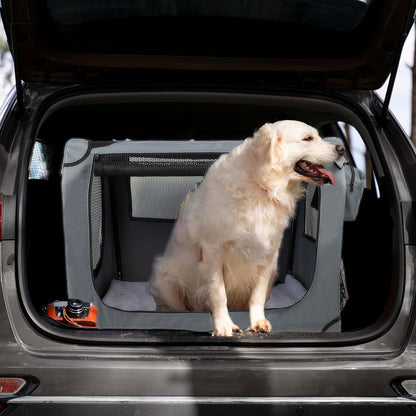 Large Pet Carrier 32"X23"X23" Soft-Sided Portable Pet Crate for Car Traveling with Collapsible Bowl