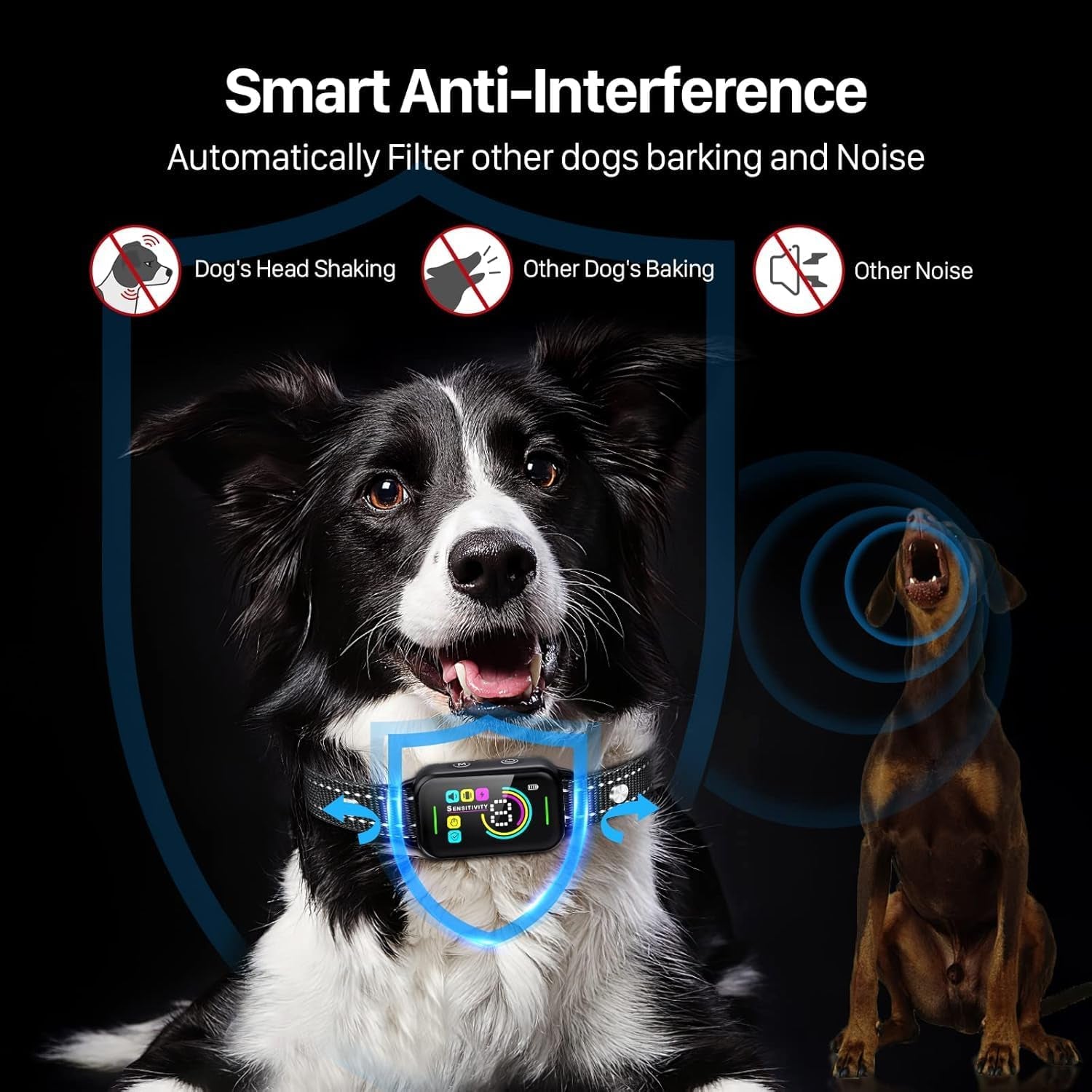 Dog Bark Collar,  Bark Collar for Large Medium Small Dogs,Smart Bark Collar,Rechargeable anti Barking Training Collar with 8 Adjustable Sensitivity,Bark Shock Collar with Beep Vibration Shock
