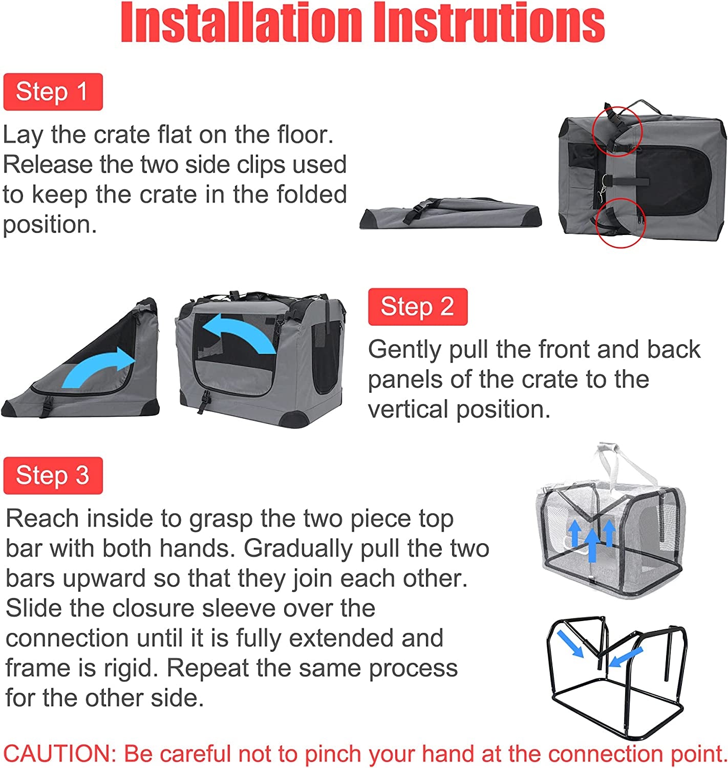 Large Pet Carrier 32"X23"X23" Soft-Sided Portable Pet Crate for Car Traveling with Collapsible Bowl